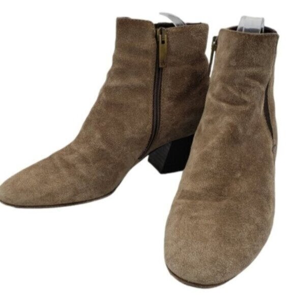 Aquatalia Tan Suede Ankle Boots Size 6.5 Side Zip Neutral - Picture 16 of 16